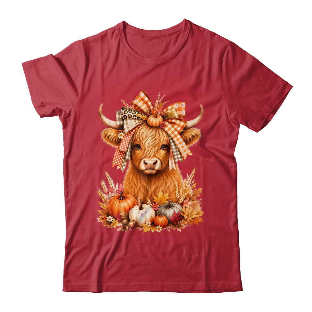 Fall Highland Cow Autumn Pumpkin Bow Floral Western Shirt & Sweatshirt | teecentury