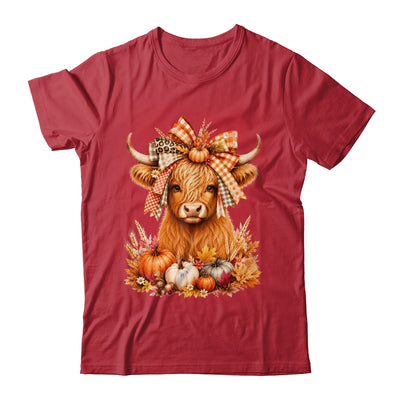 Fall Highland Cow Autumn Pumpkin Bow Floral Western Shirt & Sweatshirt | teecentury