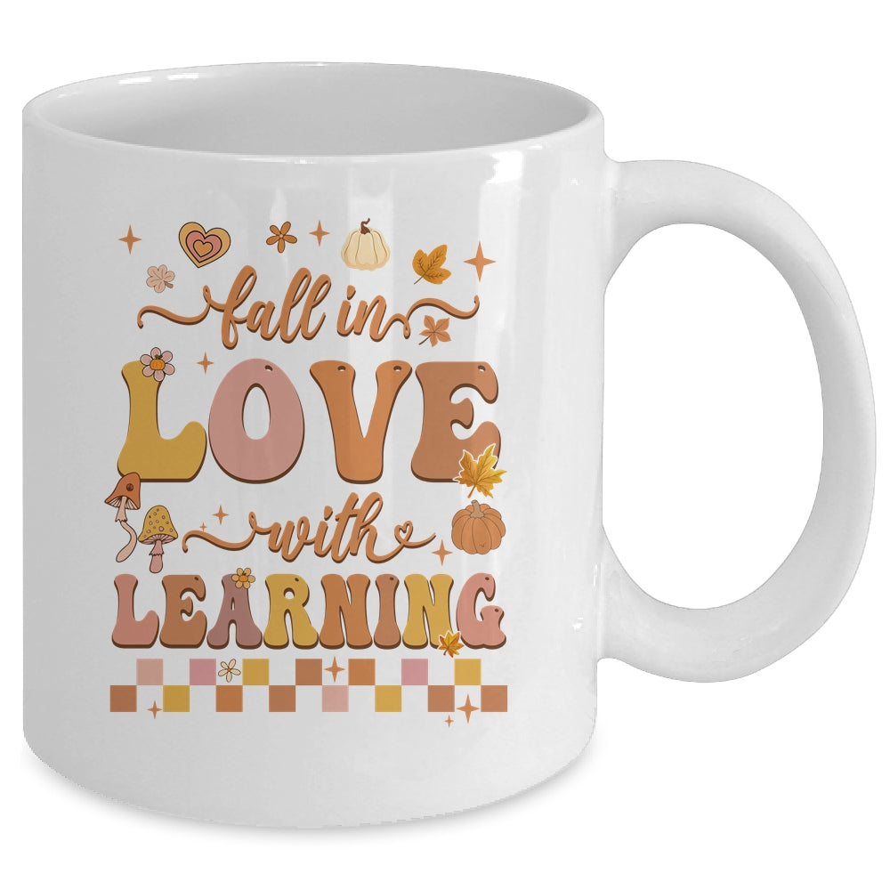 Fall In Love With Learning Teacher Retro Fall Thanksgiving Mug | teecentury