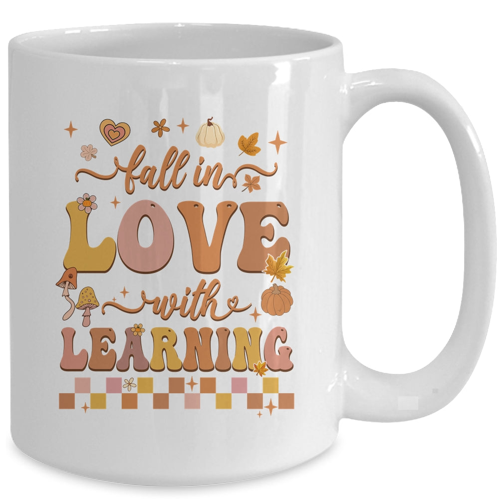 Fall In Love With Learning Teacher Retro Fall Thanksgiving Mug | teecentury