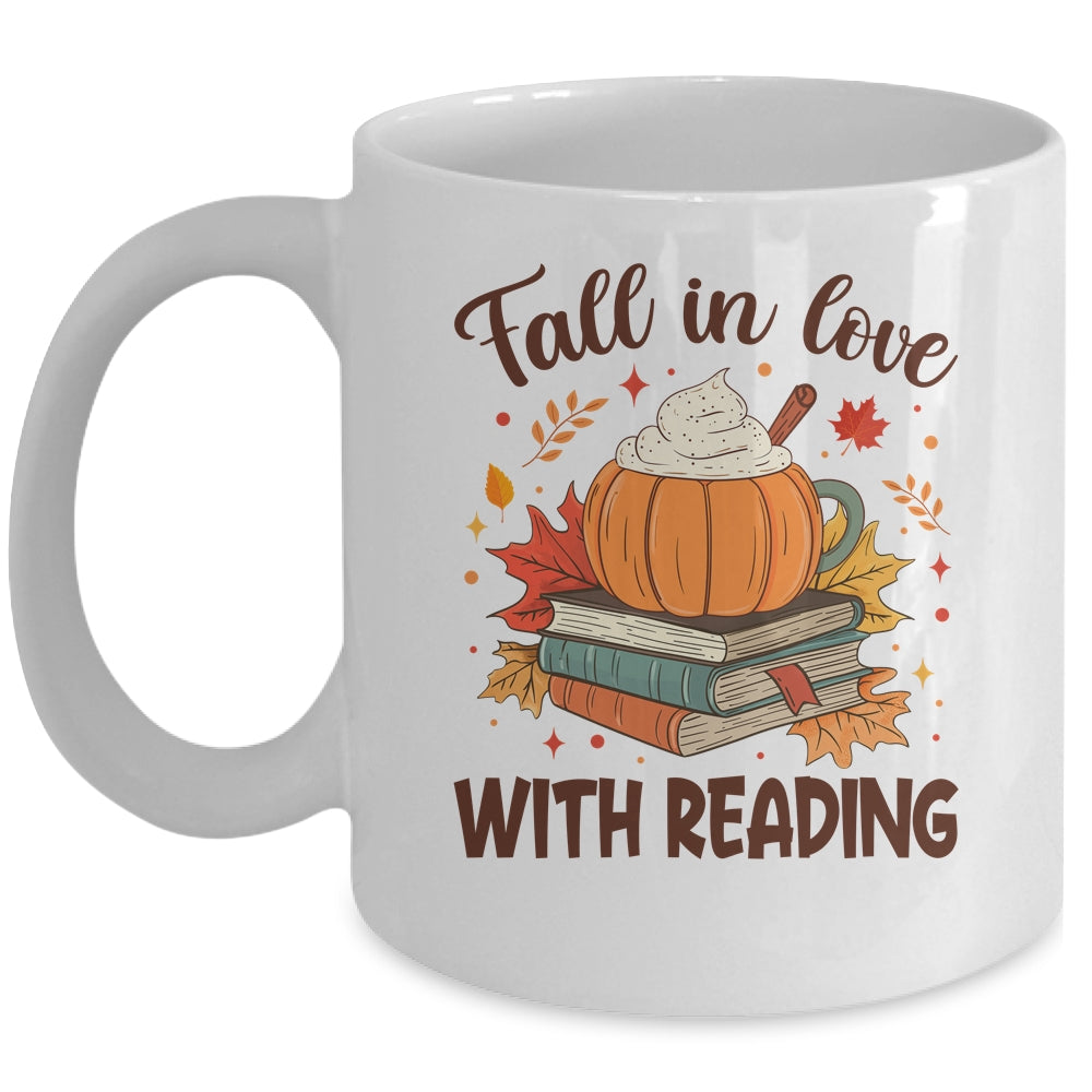 Fall In Love With Reading Autumn Librarian Cute Book Lover Mug | teecentury