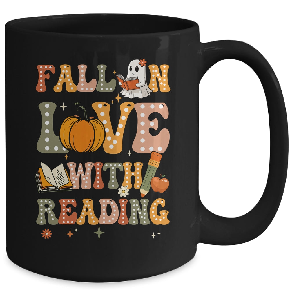 Fall In Love With Reading Book Autumn Pumpkin And Teacher Mug | teecentury