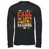 Fall In Love With Reading Book Autumn Pumpkin Teacher Groovy Shirt & Hoodie | teecentury