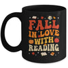 Fall In Love With Reading Book Autumn Pumpkin Teacher Groovy Mug | teecentury