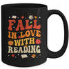 Fall In Love With Reading Book Autumn Pumpkin Teacher Groovy Mug | teecentury
