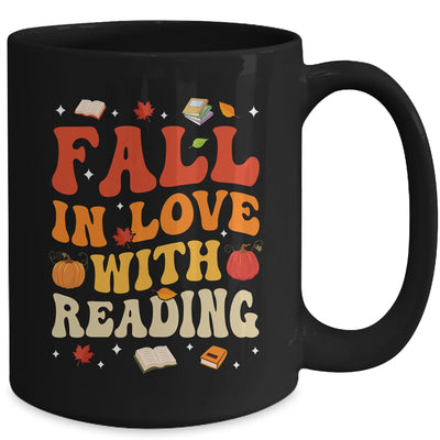 Fall In Love With Reading Book Autumn Pumpkin Teacher Groovy Mug | teecentury