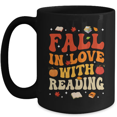 Fall In Love With Reading Book Autumn Pumpkin Teacher Groovy Mug | teecentury