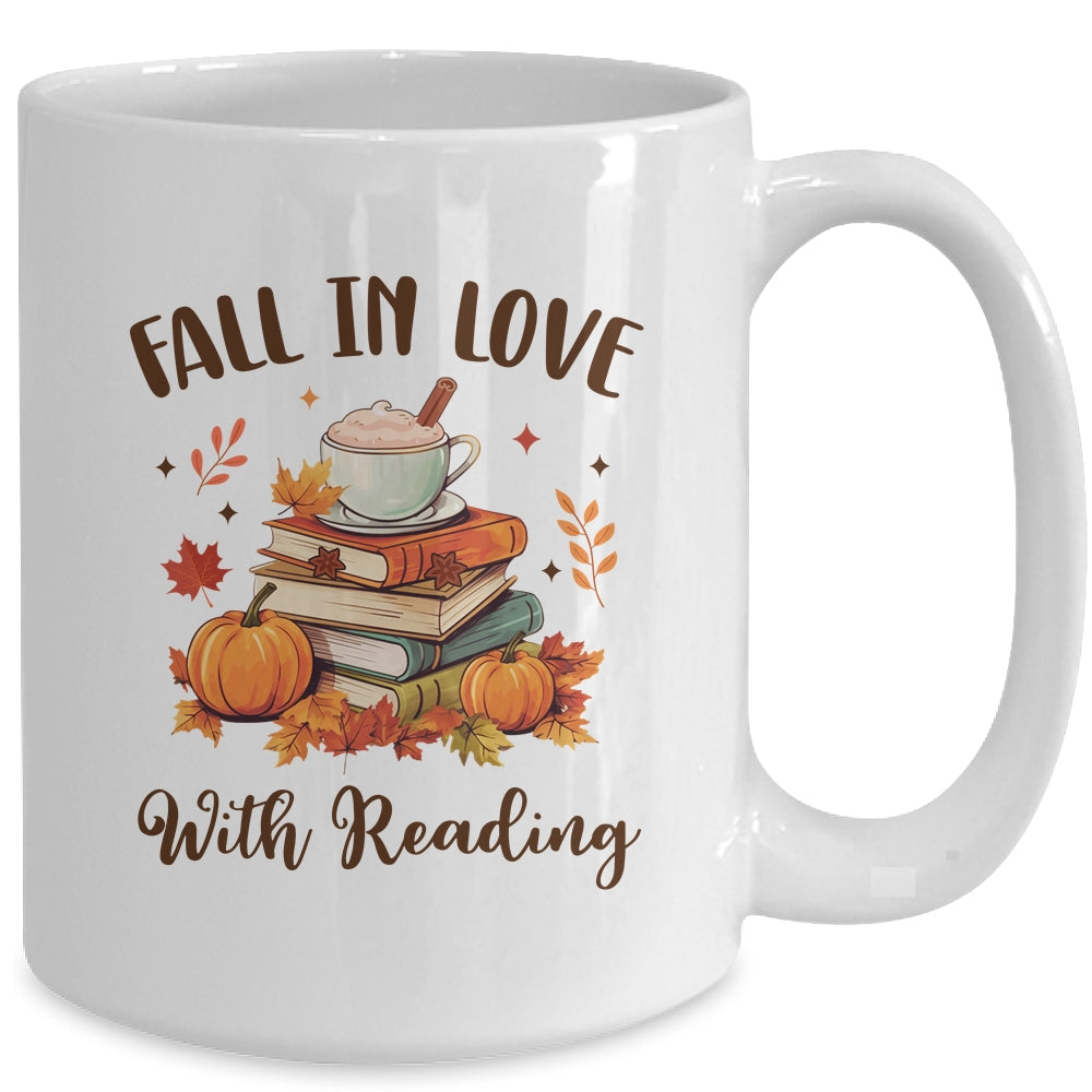 Fall In Love With Reading Book Autumn Pumpkins And Teachers Mug | teecentury