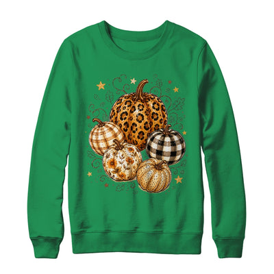 Fall Pumpkin Leopard Print Polka Dot Checkered Fall Autumn Shirt & Sweatshirt | teecentury