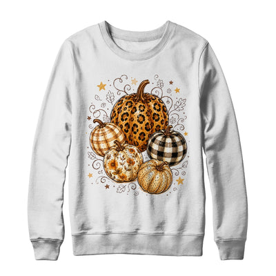Fall Pumpkin Leopard Print Polka Dot Checkered Fall Autumn Shirt & Sweatshirt | teecentury