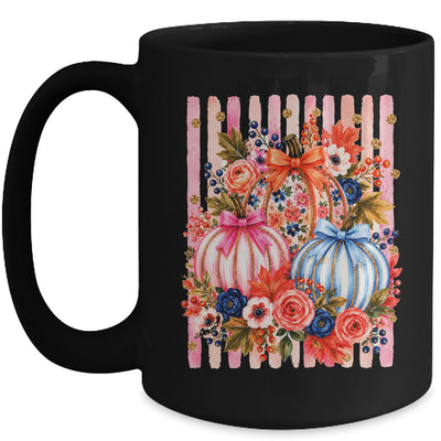 Fall Pumpkins Striped Preppy Floral Bow Pumpkin Women Girl Mug | teecentury