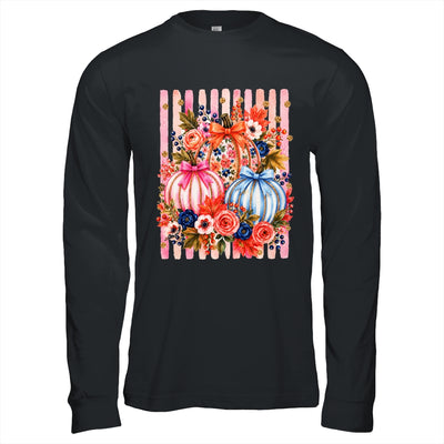Fall Pumpkins Striped Preppy Floral Bow Pumpkin Women Girl Shirt & Hoodie | teecentury