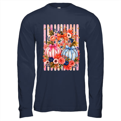 Fall Pumpkins Striped Preppy Floral Bow Pumpkin Women Girl Shirt & Hoodie | teecentury