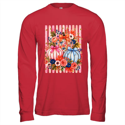 Fall Pumpkins Striped Preppy Floral Bow Pumpkin Women Girl Shirt & Hoodie | teecentury