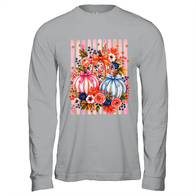 Fall Pumpkins Striped Preppy Floral Bow Pumpkin Women Girl Shirt & Hoodie | teecentury