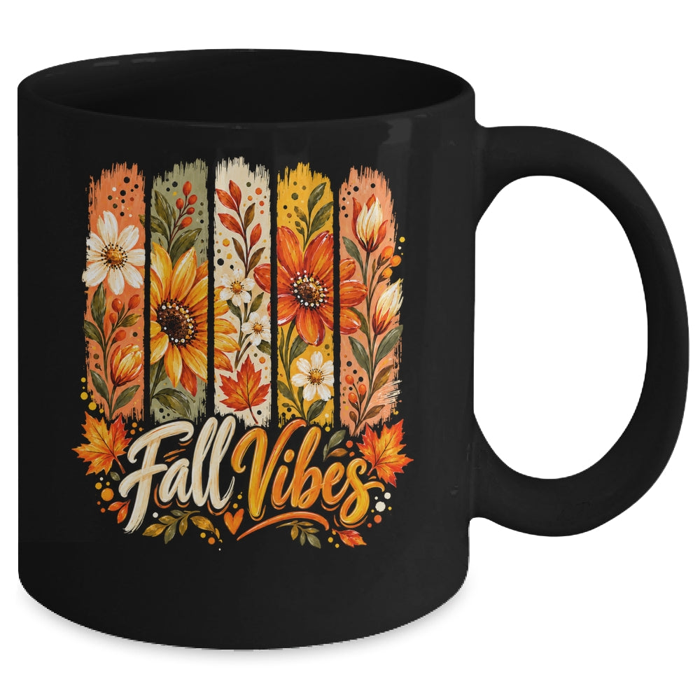 Fall Vibes Autumn Women Floral Retro Fall Flowers Boho Daisy Mug | teecentury