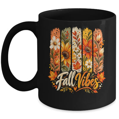 Fall Vibes Autumn Women Floral Retro Fall Flowers Boho Daisy Mug | teecentury