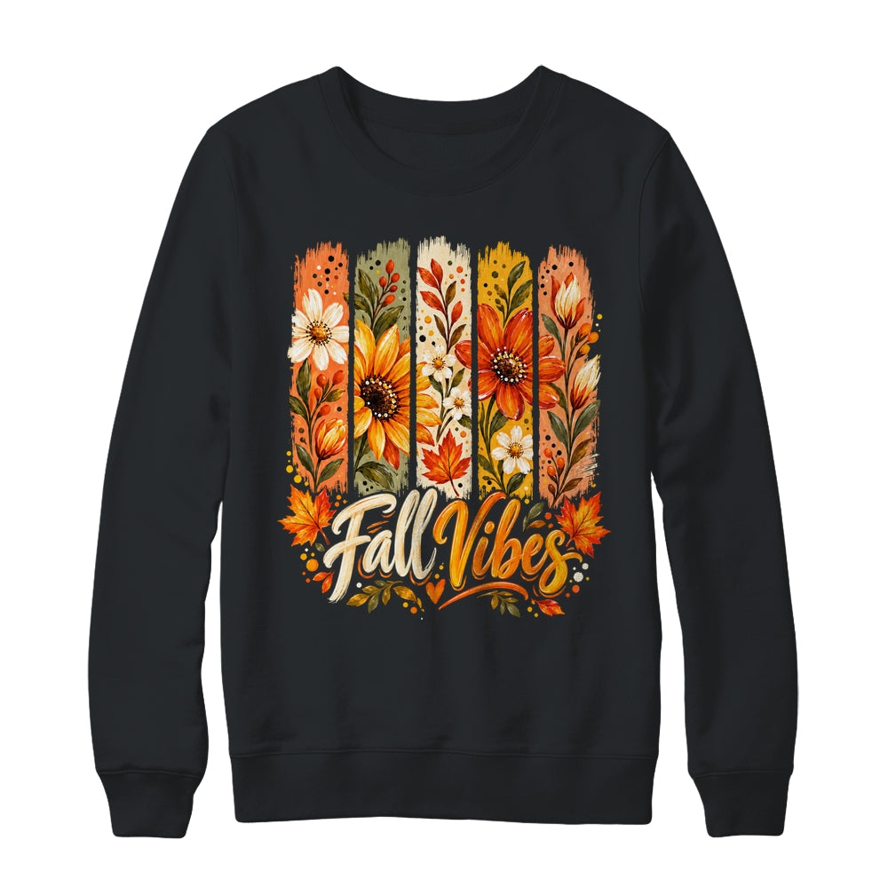Fall Vibes Autumn Women Floral Retro Fall Flowers Boho Daisy Shirt & Sweatshirt | teecentury