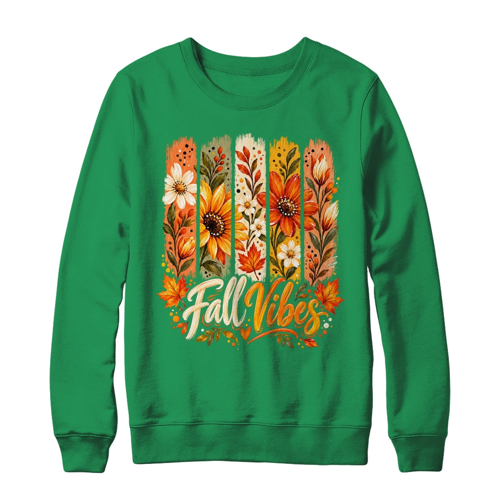 Fall Vibes Autumn Women Floral Retro Fall Flowers Boho Daisy Shirt & Sweatshirt | teecentury