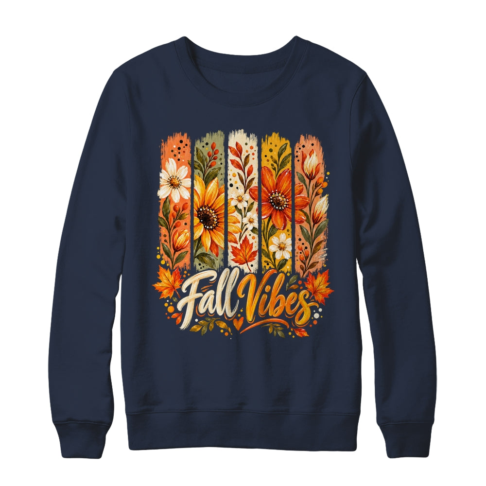 Fall Vibes Autumn Women Floral Retro Fall Flowers Boho Daisy Shirt & Sweatshirt | teecentury