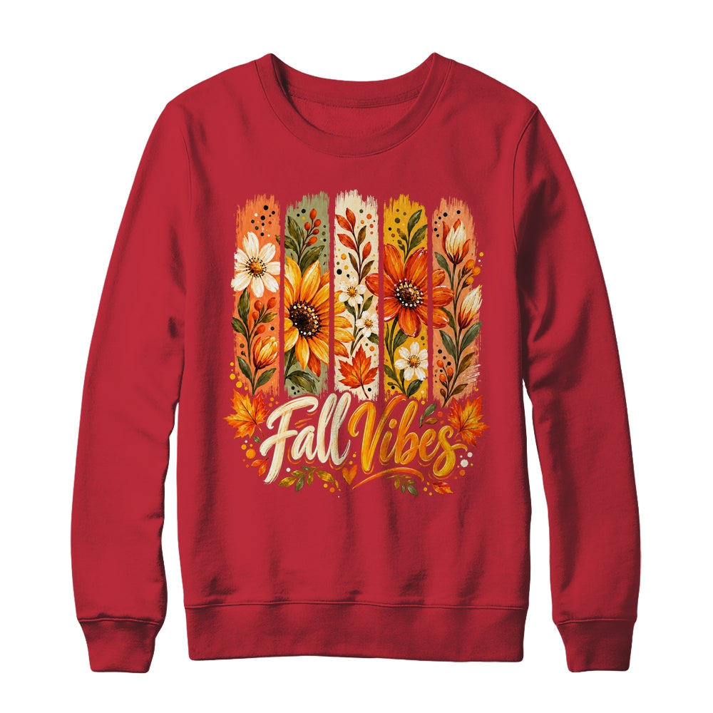 Fall Vibes Autumn Women Floral Retro Fall Flowers Boho Daisy Shirt & Sweatshirt | teecentury