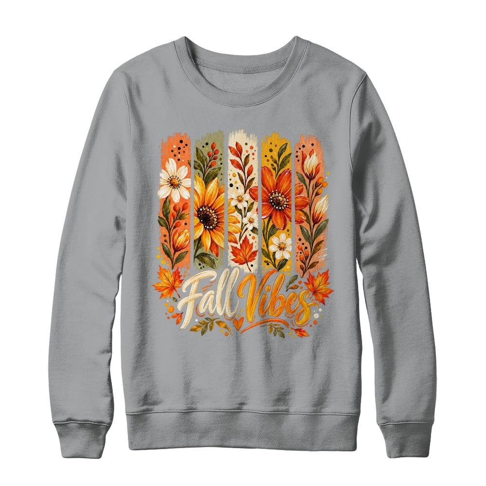 Fall Vibes Autumn Women Floral Retro Fall Flowers Boho Daisy Shirt & Sweatshirt | teecentury