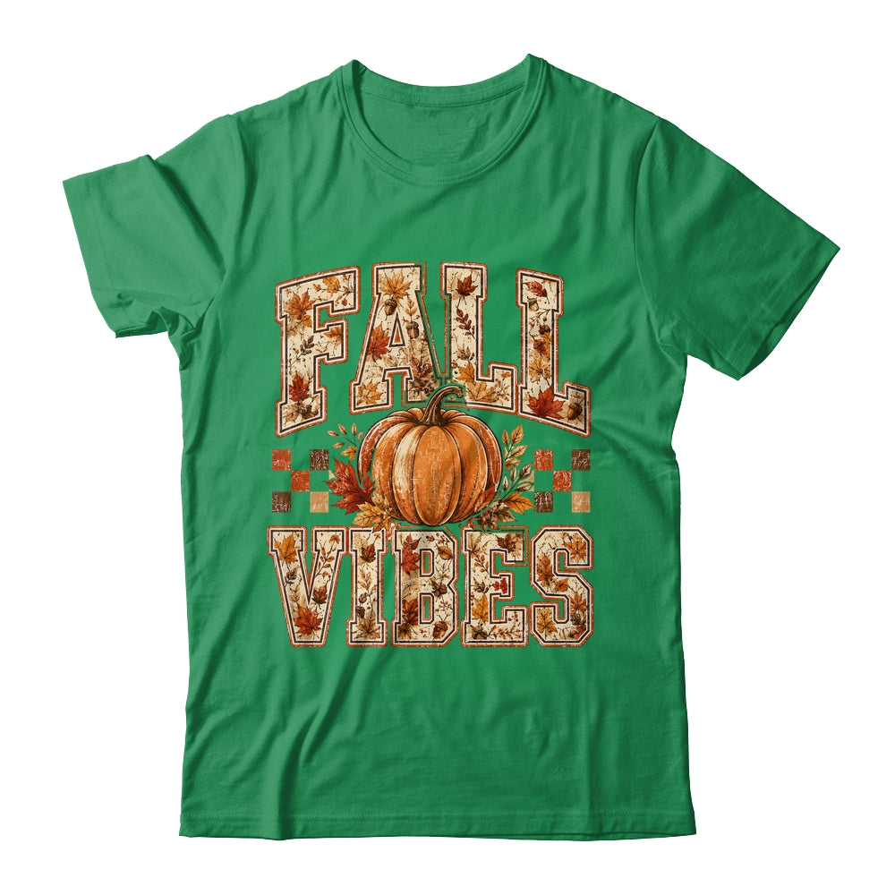 Fall Vibes Pumpkin Autumn Camo Checkerboard Thanksgiving Shirt & Sweatshirt | teecentury