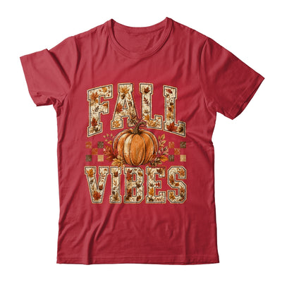 Fall Vibes Pumpkin Autumn Camo Checkerboard Thanksgiving Shirt & Sweatshirt | teecentury