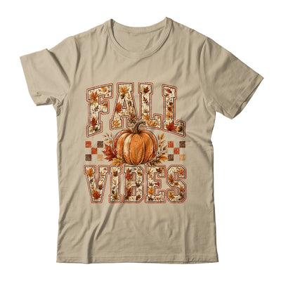 Fall Vibes Pumpkin Autumn Camo Checkerboard Thanksgiving Shirt & Sweatshirt | teecentury