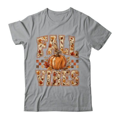 Fall Vibes Pumpkin Autumn Camo Checkerboard Thanksgiving Shirt & Sweatshirt | teecentury