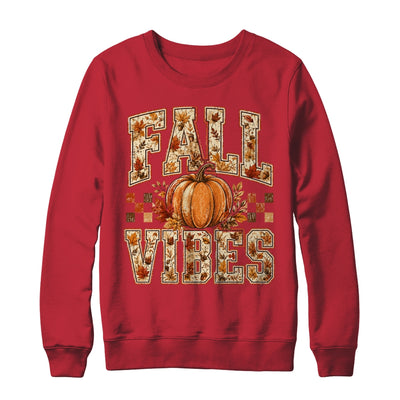 Fall Vibes Pumpkin Autumn Camo Checkerboard Thanksgiving Shirt & Sweatshirt | teecentury