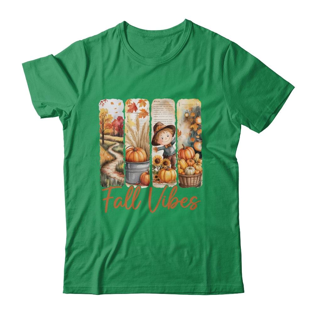 Fall Vibes Pumpkin Girls Autumn Vibes Scarecrow Thanksgiving Shirt & Sweatshirt | teecentury