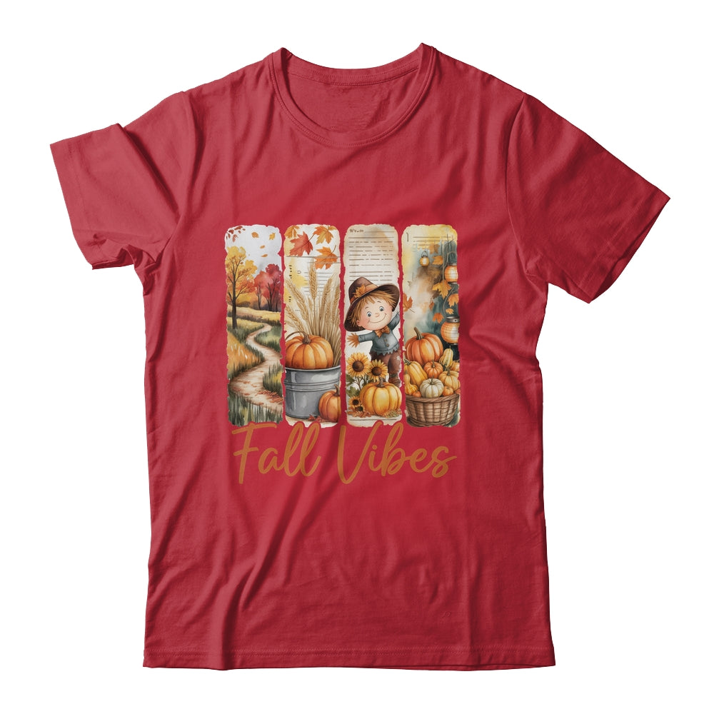 Fall Vibes Pumpkin Girls Autumn Vibes Scarecrow Thanksgiving Shirt & Sweatshirt | teecentury