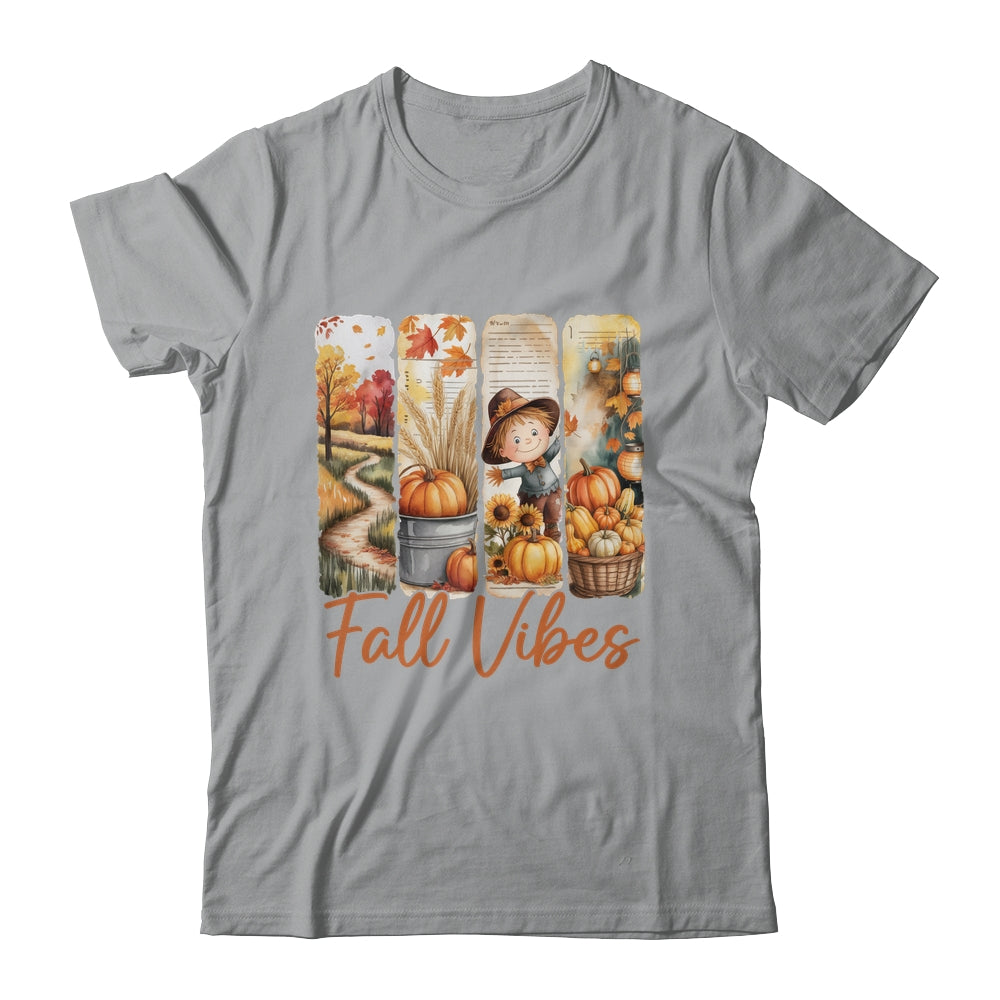 Fall Vibes Pumpkin Girls Autumn Vibes Scarecrow Thanksgiving Shirt & Sweatshirt | teecentury
