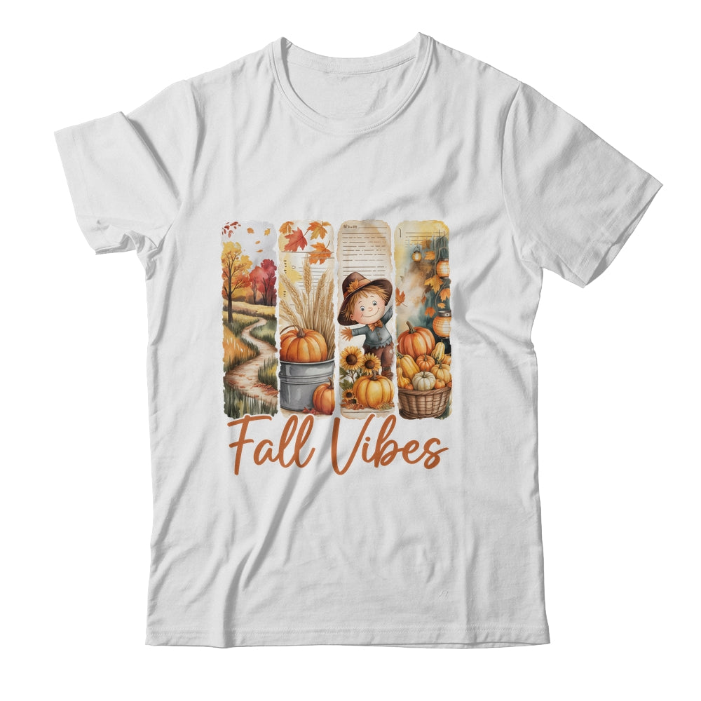 Fall Vibes Pumpkin Girls Autumn Vibes Scarecrow Thanksgiving Shirt & Sweatshirt | teecentury