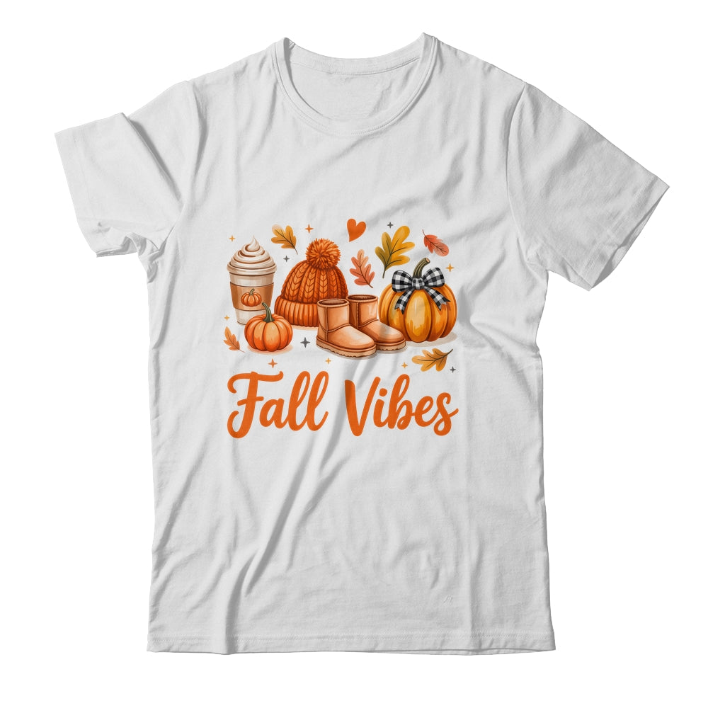 Fall Vibes Pumpkin Spice Latte Autumn For Kids Womens Shirt & Hoodie | teecentury