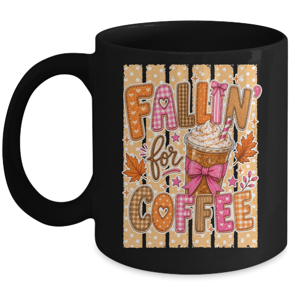 Fallin' For Coffee Autumn Fall Season Coffee Checkerboard Mug | teecentury