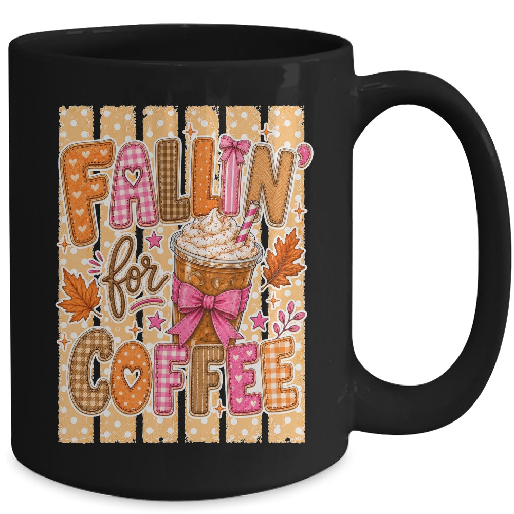 Fallin' For Coffee Autumn Fall Season Coffee Checkerboard Mug | teecentury