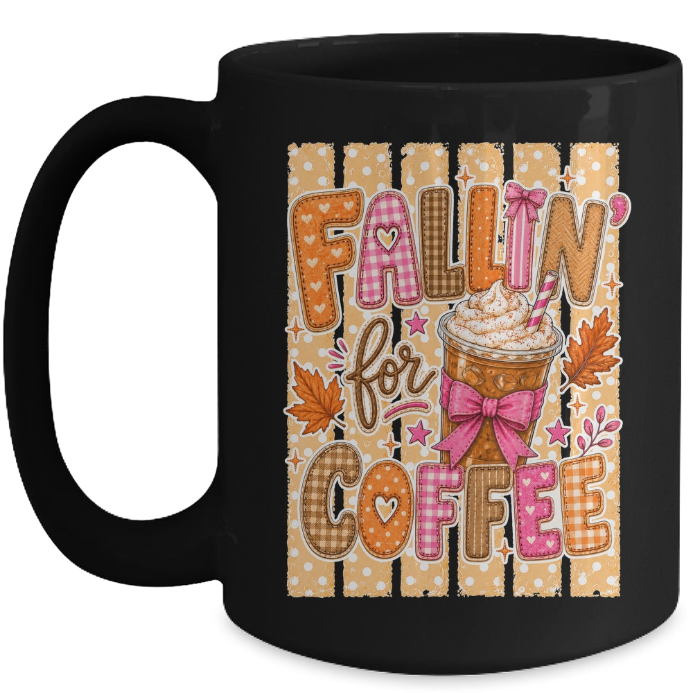 Fallin' For Coffee Autumn Fall Season Coffee Checkerboard Mug | teecentury
