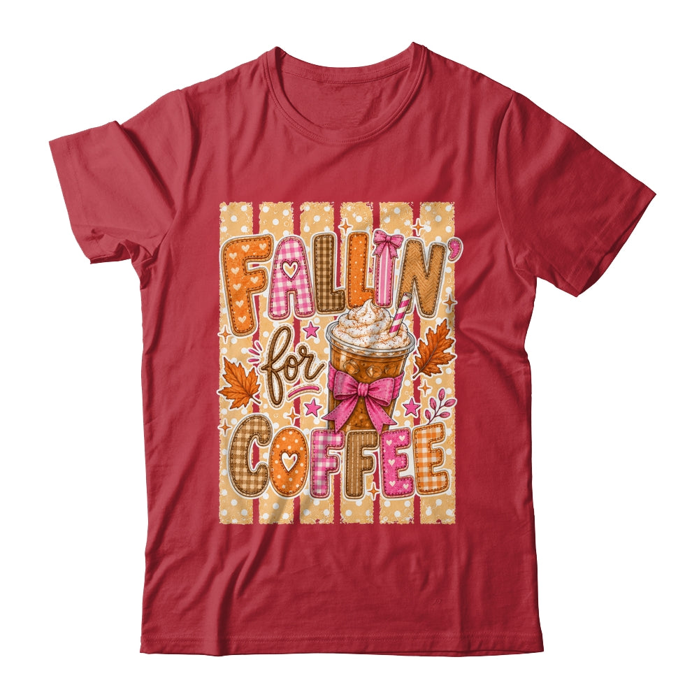 Fallin' For Coffee Autumn Fall Season Coffee Checkerboard Shirt & Sweatshirt | teecentury