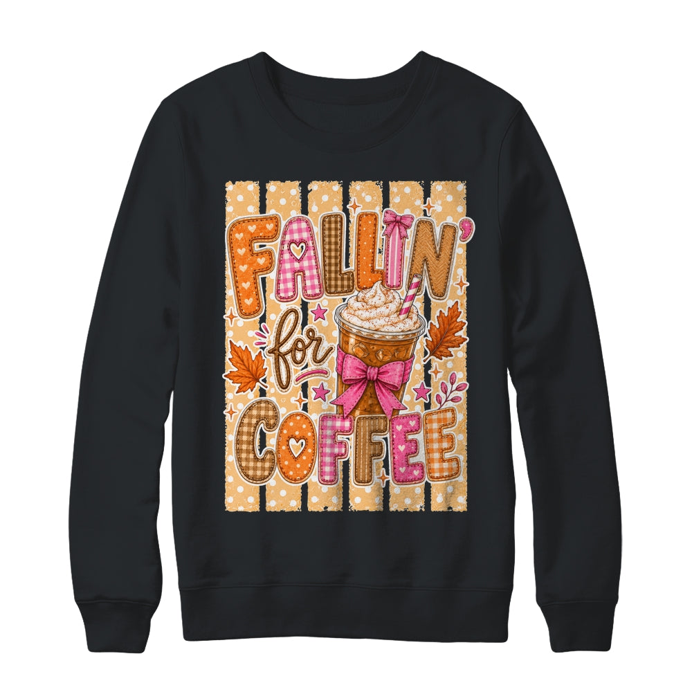 Fallin' For Coffee Autumn Fall Season Coffee Checkerboard Shirt & Sweatshirt | teecentury