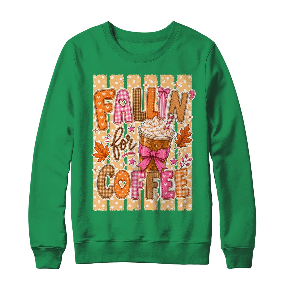 Fallin' For Coffee Autumn Fall Season Coffee Checkerboard Shirt & Sweatshirt | teecentury