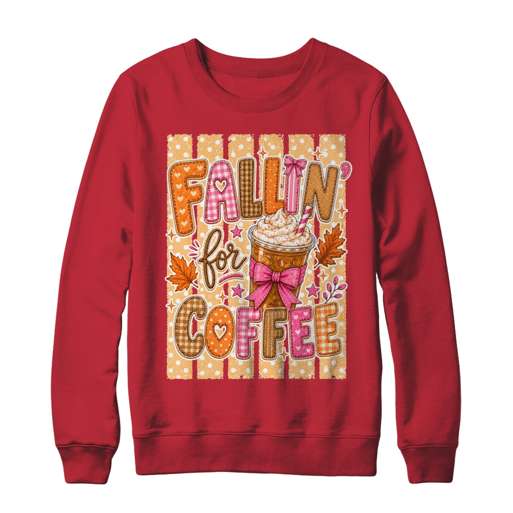 Fallin' For Coffee Autumn Fall Season Coffee Checkerboard Shirt & Sweatshirt | teecentury