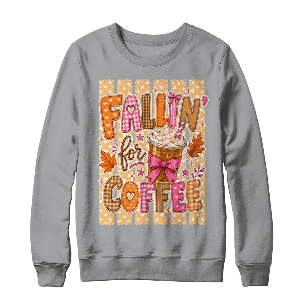 Fallin' For Coffee Autumn Fall Season Coffee Checkerboard Shirt & Sweatshirt | teecentury
