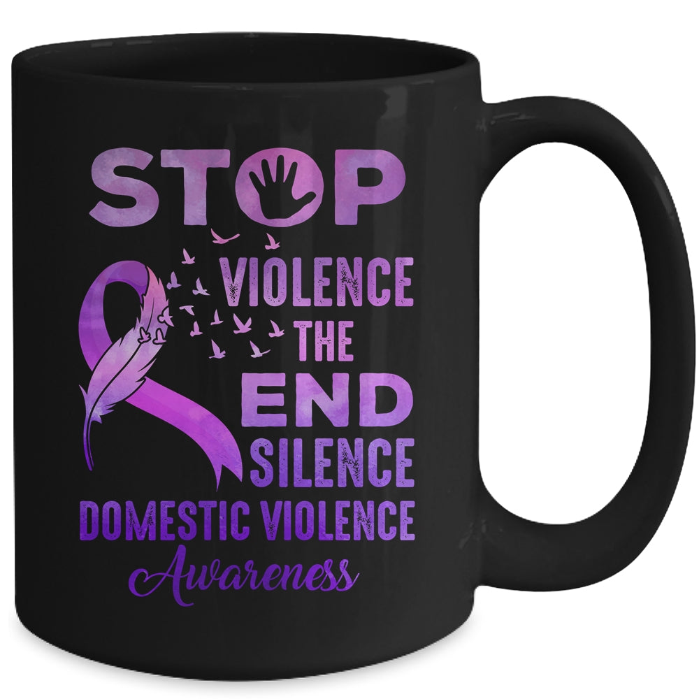 Family Domestic Violence Awareness Purple Ribbon Support Mug | teecentury