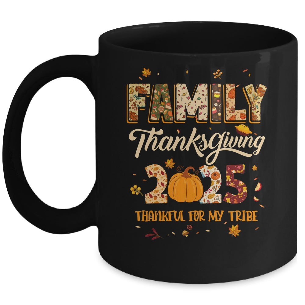 Family Thanksgiving 2025 Thankful For My Tribe Group Autumn Mug | teecentury