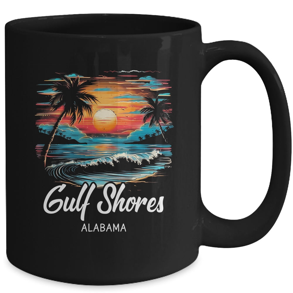 Family Vacation Retro Sunset Alabama Gulf Shores Mug | teecentury