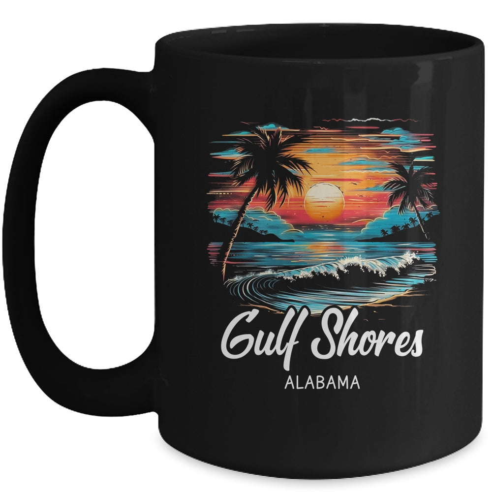 Family Vacation Retro Sunset Alabama Gulf Shores Mug | teecentury