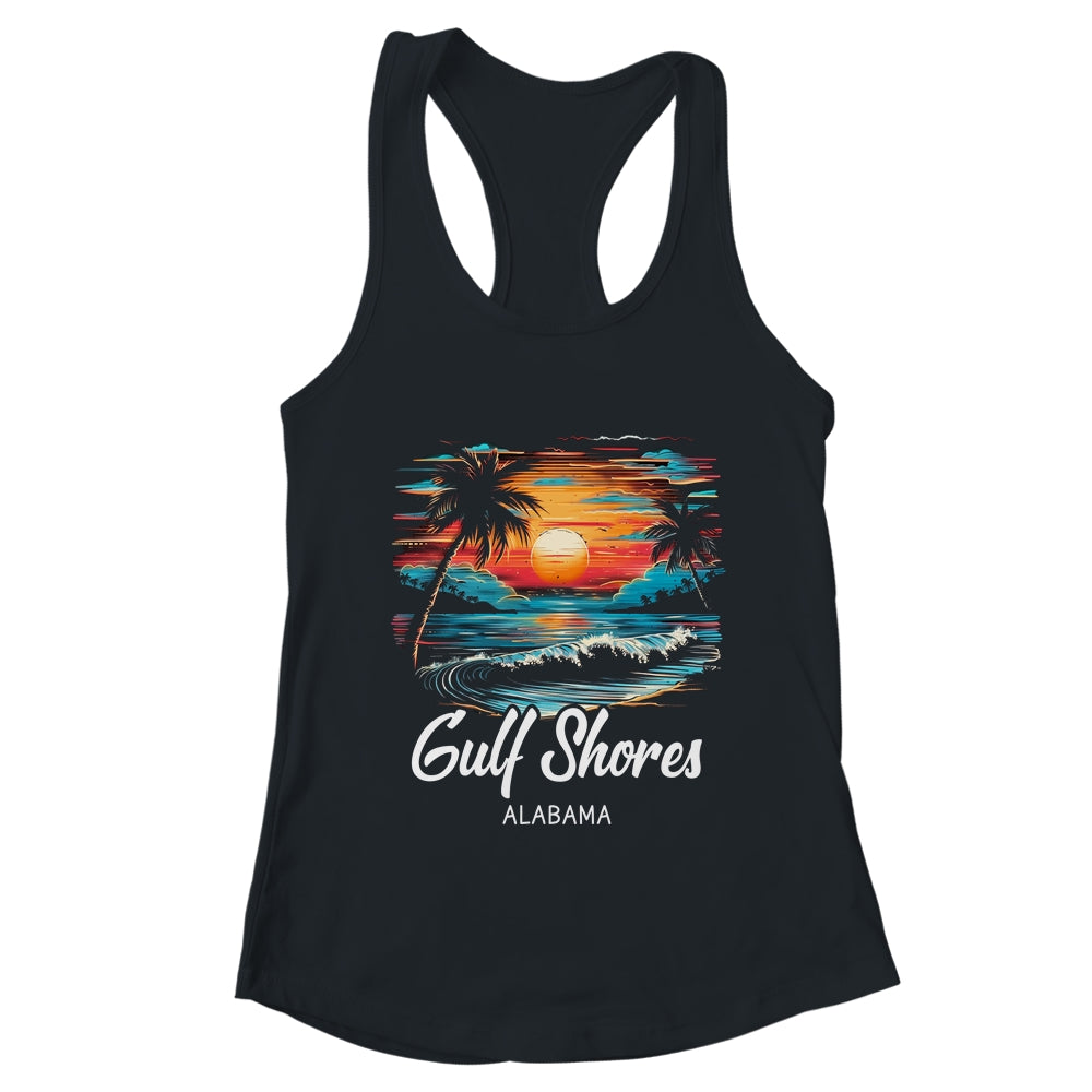 Family Vacation Retro Sunset Alabama Gulf Shores Shirt & Tank Top | teecentury