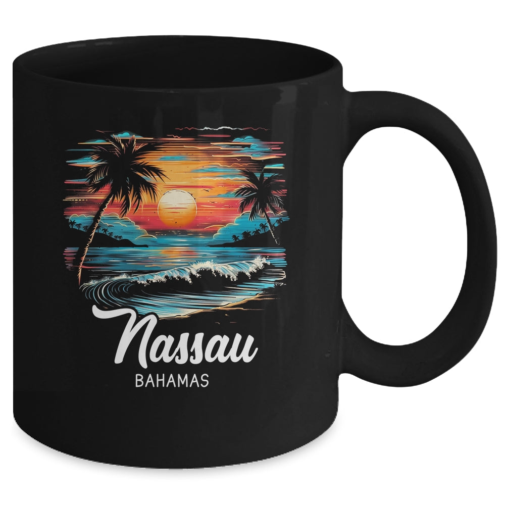 Family Vacation Retro Sunset Bahamas Nassau Mug | teecentury